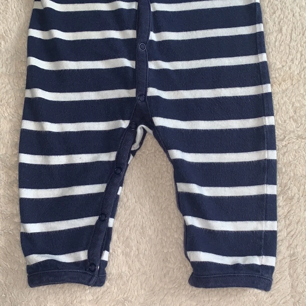Ralph Lauren 6M Navy Blue & White Stripe Romper EUC Coverall